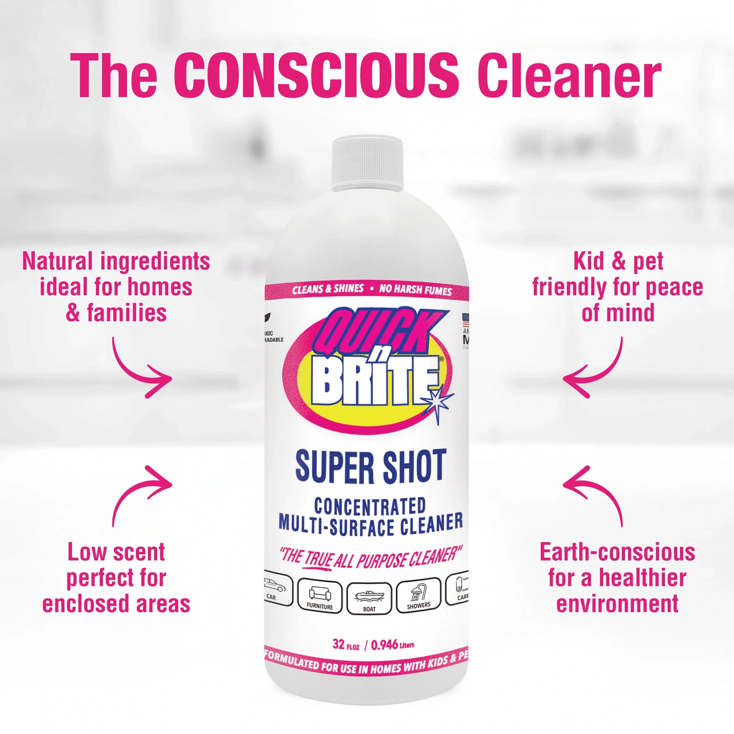Quick ’n Brite Super Shot Liquid Cleaner 32oz with Spray Bottle